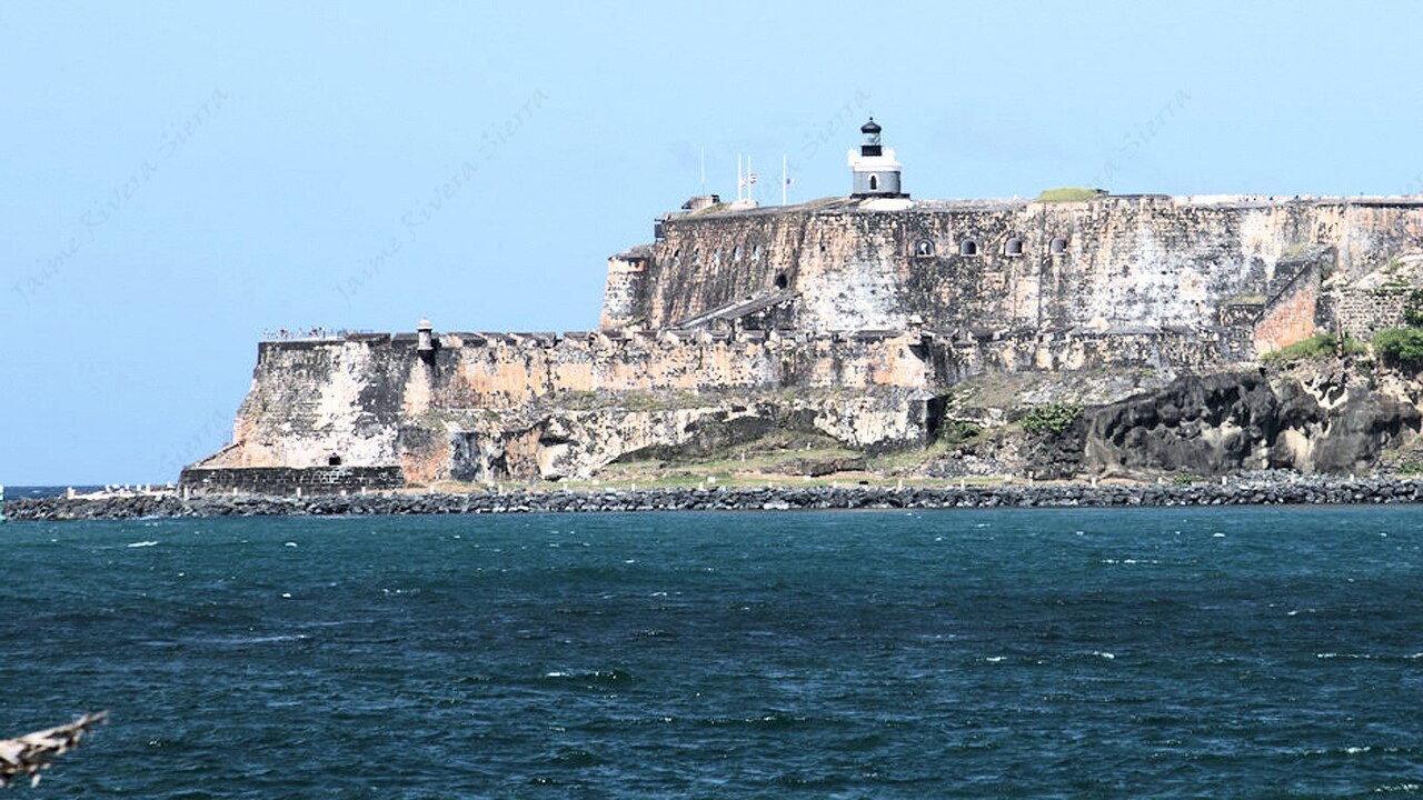 El Morro fortress seen across San Juan Bay from Palo Seco in Toa Baja, Puerto Rico