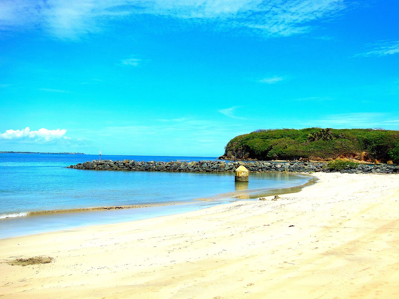 Calm water and sand at Punta Salinas beach in Toa Baja, Puerto Rico